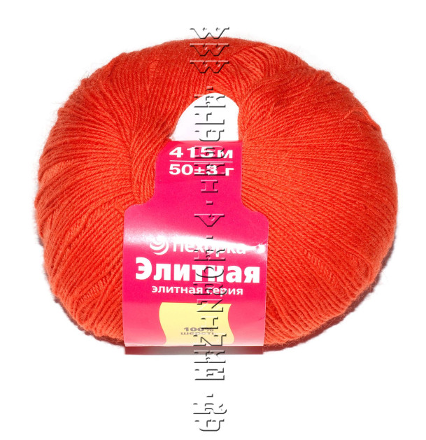 Пряжа Пехорка "Элитная" - (189 - Яркооранжевый)