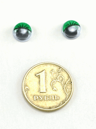 Глаза круглые с ресничками d 8 мм (MER-8 - зеленые)