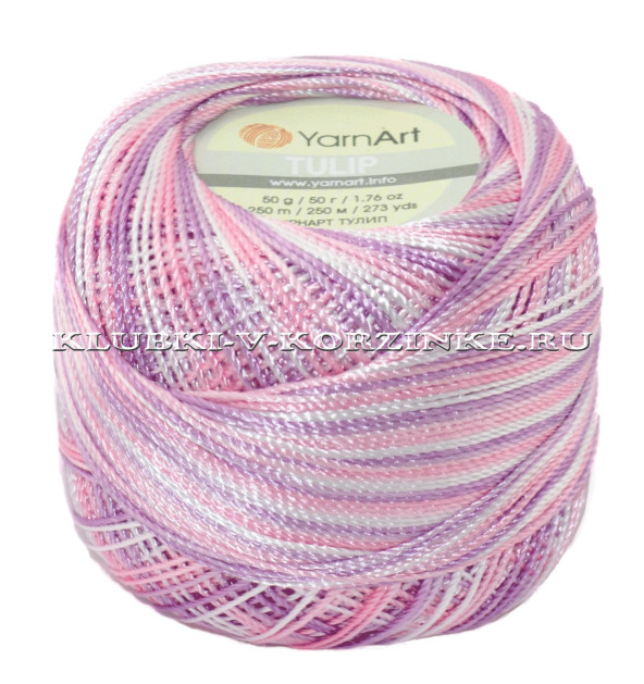 Пряжа YarnArt Tulip - (458 - Розовый, сиреневый, белый)