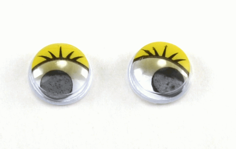 Глаза круглые с ресничками d 10 мм (MER-10 - желтые)