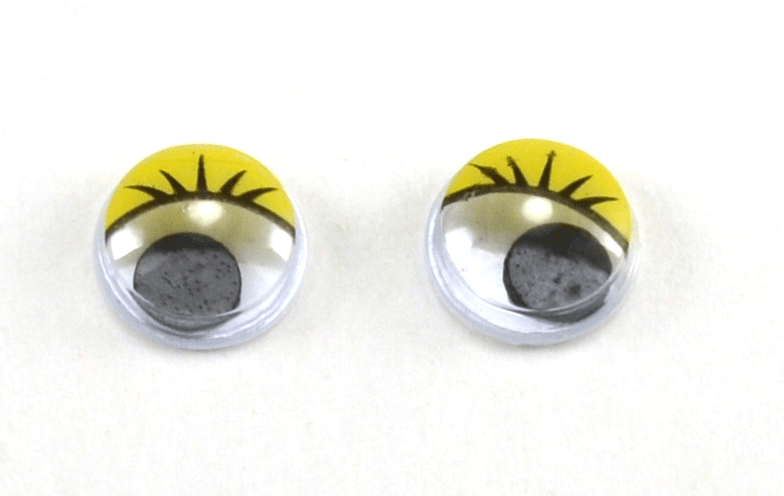 Глаза круглые с ресничками d 10 мм (MER-10 - желтые)