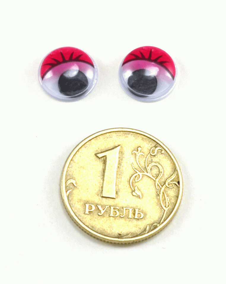 Глаза круглые с ресничками d 10 мм (MER-10 - красные)