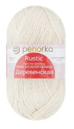 Пряжа Пехорка «Деревенская» - (01 - Белый)