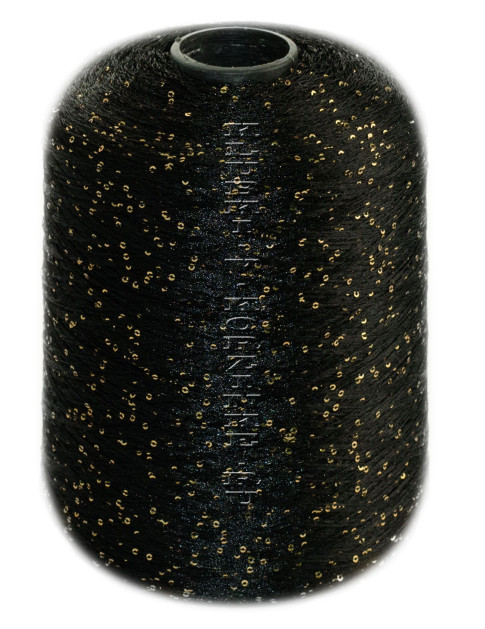 Пряжа в бобинах Paillettes (053 - Черный, золото)