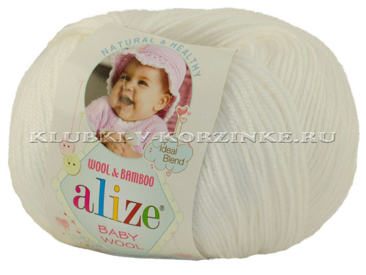 Пряжа BABY WOOL Alize - (55 - Белый)