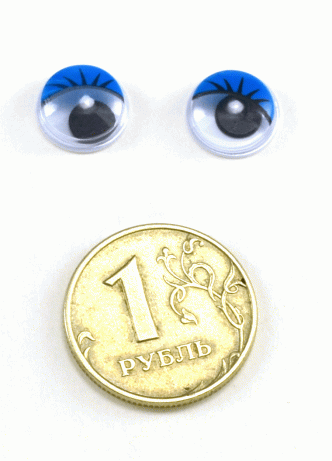 Глаза круглые с ресничками d 10 мм (MER-10 - синие)