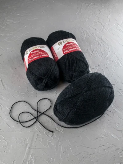 Пряжа Пехорка Деревенская - (02 - Черный)