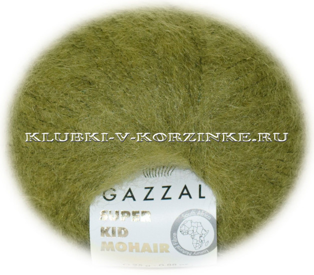 Пряжа Super Kid Mohair Gazzal - (64402 - Зелёный янтарь)
