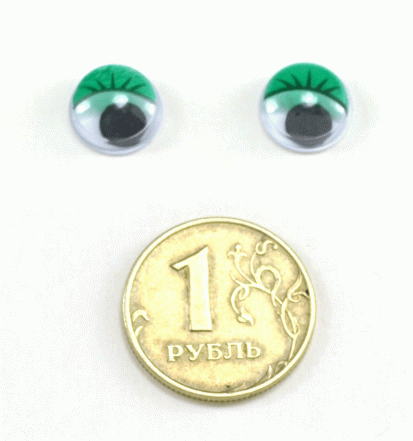 Глаза круглые с ресничками d 10 мм (MER-10 - зеленые)