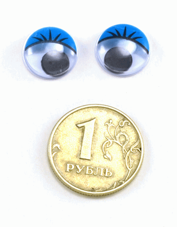 Глаза круглые с ресничками d 12 мм (MER-12 - синие)