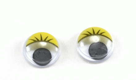 Глаза круглые с ресничками d 12 мм (MER-12 - желтые)