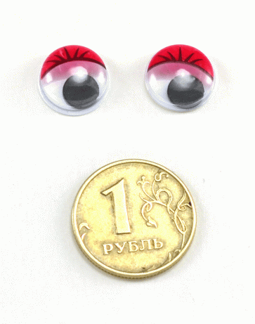 Глаза круглые с ресничками d 12 мм (MER-12 - красные)