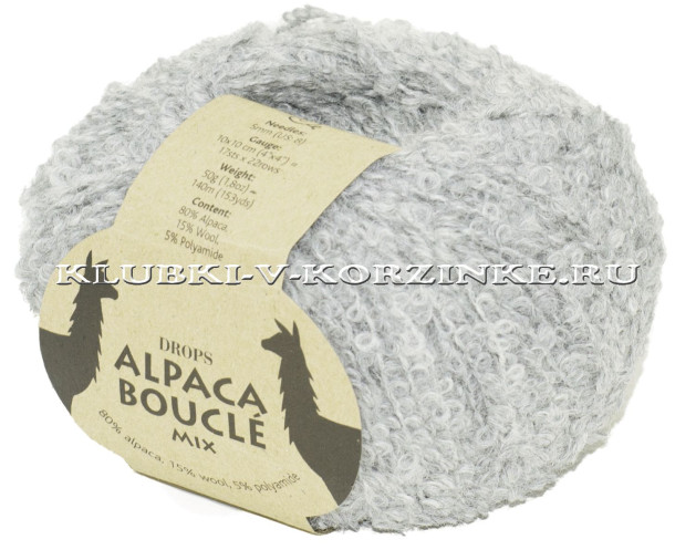 Пряжа Alpaca Boucle DROPS - (5110 - Светло - серый)