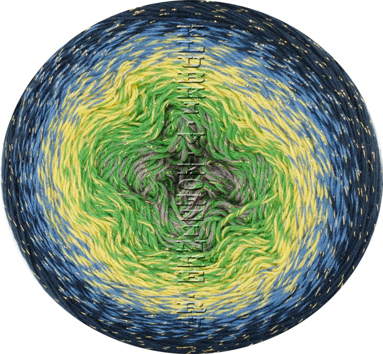 Пряжа YarnArt Flowers Moonlight - (3250- Синий, жёлтый, зеленый)