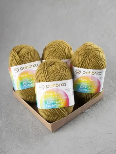 Пряжа Пехорка «Детская новинка» - (33 - Золотистая олива)