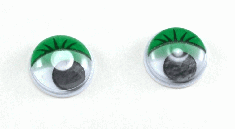 Глаза круглые с ресничками d 12 мм (MER-12 - зеленые)