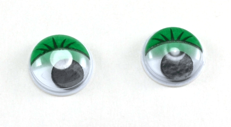 Глаза круглые с ресничками d 12 мм (MER-12 - зеленые)