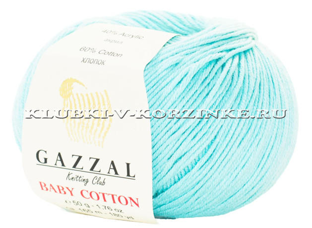 Пряжа GAZZAL (Газзал) Baby Cotton - (3452 - Светлая лазурь)
