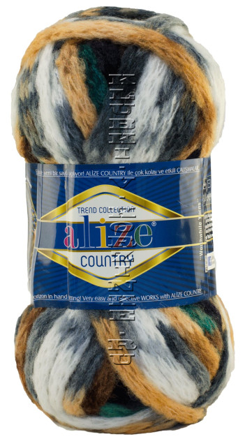 Пряжа Country New Alize - (5680 - Белый, серый, беж, черный, зеленый)