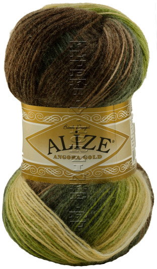 Пряжа ANGORA GOLD BATIK Alize - (1893 - Белый, беж, зеленый, коричневый)