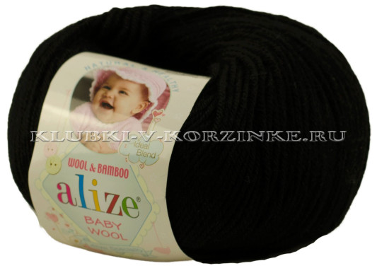 Пряжа BABY WOOL Alize - (60 - Черный)