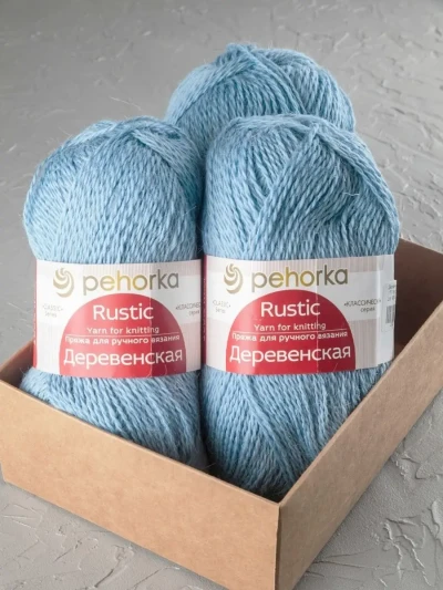Пряжа Пехорка «Деревенская» - (177 - Голубое небо)