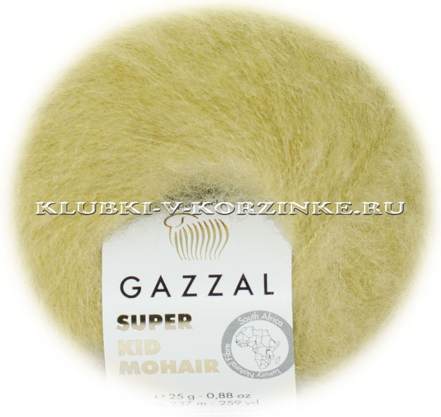 Пряжа Super Kid Mohair Gazzal - (64405 - Пыльно - липовый)