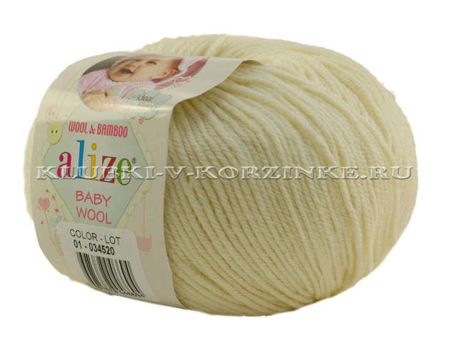 Пряжа BABY WOOL Alize - (01 - Кремовый)