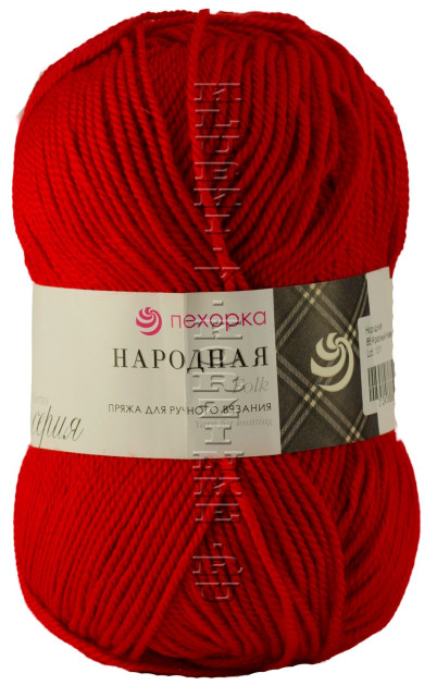 Пряжа Пехорка «Народная» - (88 - Красный мак)