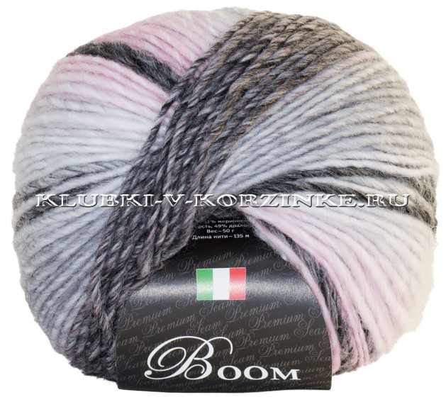 Пряжа Boom Seam - (27845 - Маренго, серый, розовый)