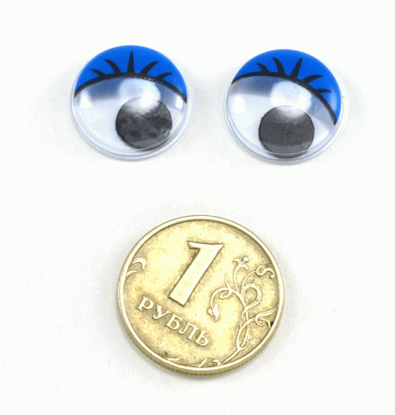 Глаза круглые с ресничками d 15 мм (MER-15 - синие)