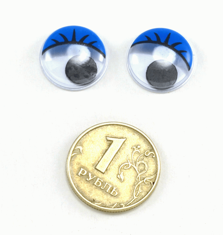 Глаза круглые с ресничками d 15 мм (MER-15 - синие)