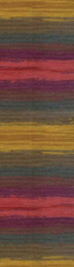 Пряжа Alize ANGORA GOLD BATIK - (3368 - Зеленый, красный, горчичный, фиолетовый)