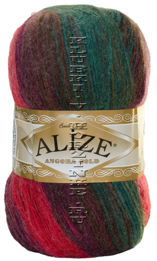 Пряжа Alize ANGORA GOLD BATIK - (3368 - Зеленый, красный, горчичный, фиолетовый)