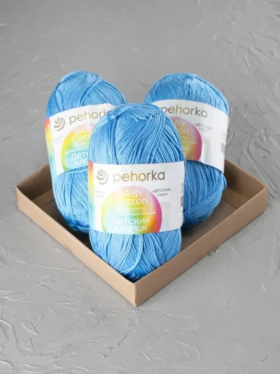 Пряжа Пехорка «Детский хлопок» - (15 - Темно-голубой)
