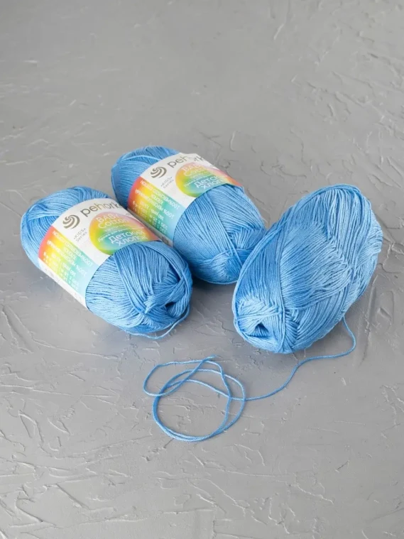 Пряжа Пехорка «Детский хлопок» - (15 - Темно-голубой)