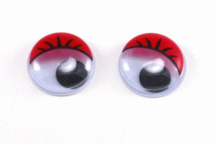Глаза круглые с ресничками d 15 мм (MER-15 - красные)