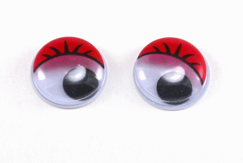 Глаза круглые с ресничками d 15 мм (MER-15 - красные)