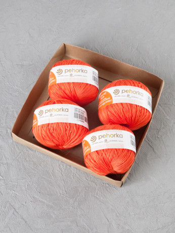 Пряжа Пехорка «Цветное кружево» - (396 - Настурция)