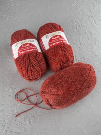 Пряжа Пехорка «Деревенская» - (487 - Красное дерево)