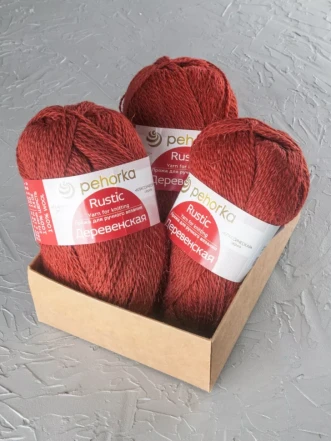 Пряжа Пехорка «Деревенская» - (487 - Красное дерево)