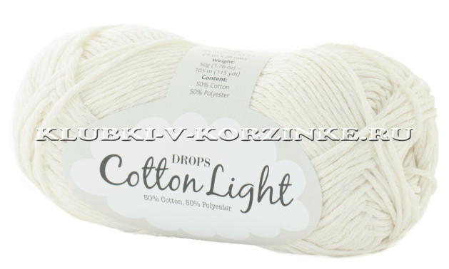 Пряжа Cotton Light DROPS - (01 - Молочный)