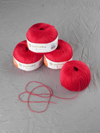 Пряжа Пехорка «Ажурная» - (88 - Красный мак)