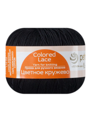 Пряжа Пехорка «Цветное кружево» - (02 - Черный)