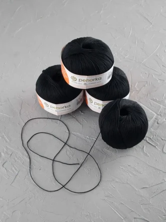 Пряжа Пехорка «Ажурная» - (02 - Черный)