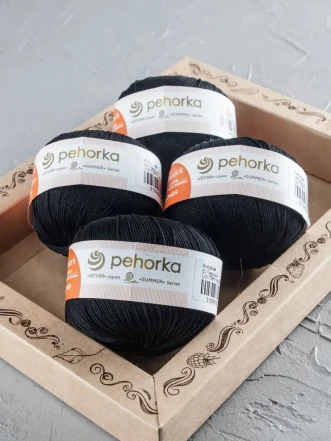 Пряжа Пехорка «Ажурная» - (02 - Черный)