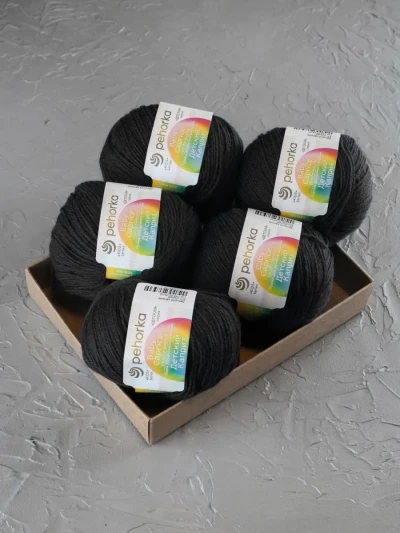 Пряжа Пехорка «Детский каприз» - (02 - Черный)