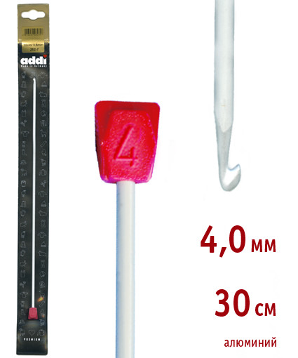 Крючок вязальный Тунисский, ADDI, алюминий, №4 30 см