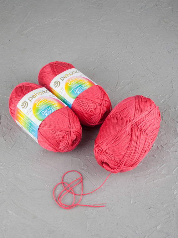 Пряжа Пехорка «Детский хлопок» - (439 - Малиновый)