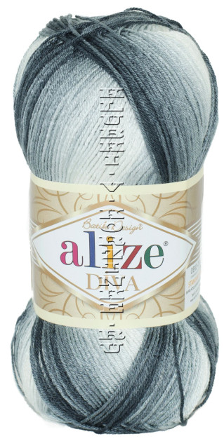 Пряжа Diva Batik Alize - (1900 - Серый, белый)